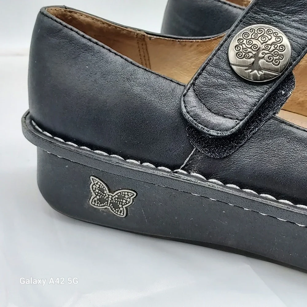 Alegria Paloma Black Leather Mary Jane Rocker Shoe Professional Comfort‎ Flat 8
